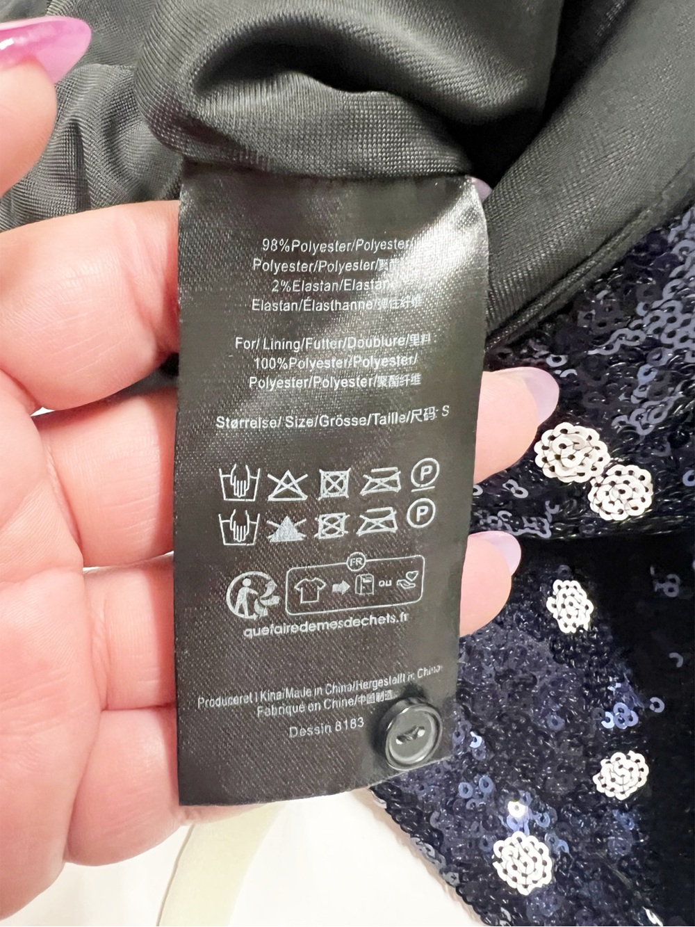 Baum Und Pferdgarten Womens Navy Sequin Polka Dot Long Sleeve Jiza Top Size S - Picture 9 of 11